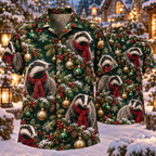 AlohaVero Christmas badgers Hawaiian shirt, front and back views