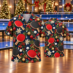 AlohaVero Christmas table tennis Hawaiian shirt, front and back views