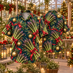AlohaVero Christmas asparagus Hawaiian shirt, front and back views