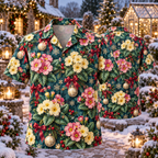 AlohaVero Christmas primroses Hawaiian shirt, front and back views
