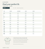 No pocket size chart XS-8XL inches