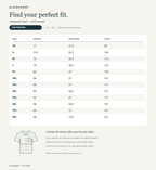 With pocket size chart XS-8XL centimeters